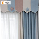 DIHINHOME Home Textile Kid's Curtain DIHIN HOME Cartoon Lovely Stars Colorful Striped Curtain With Valance,Blackout Curtains Grommet Window Curtain for Living Room ,52x84-inch,1 Panel