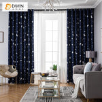 DIHINHOME Home Textile Kid's Curtain DIHIN HOME Cartoon Navy Blue Moon and Star Printed,Blackout Grommet Window Curtain for Living Room ,52x63-inch,1 Panel