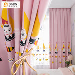 DIHIN HOME Cartoon Pink Color Little Sheep Embroidered,Blackout Grommet Window Curtain for Living Room ,52x63-inch,1 Panel