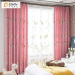 DIHINHOME Home Textile Kid's Curtain DIHIN HOME Cartoon Pink Color Pony Embroidered,Blackout Grommet Window Curtain for Living Room ,52x63-inch,1 Panel