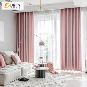 DIHINHOME Home Textile Kid's Curtain DIHIN HOME Cartoon Pink Color Stars Embroidered,Blackout Grommet Window Curtain for Living Room,1 Panel