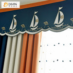 DIHIN HOME Cartoon Sailing Boat Curtain With Valance,Blackout Curtains Grommet Window Curtain for Living Room ,52x84-inch,1 Panel