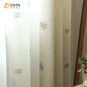 DIHINHOME Home Textile Kid's Curtain DIHIN HOME Cartoon Snow Embroidered,Blackout Grommet Window Curtain for Living Room ,52x63-inch,1 Panel