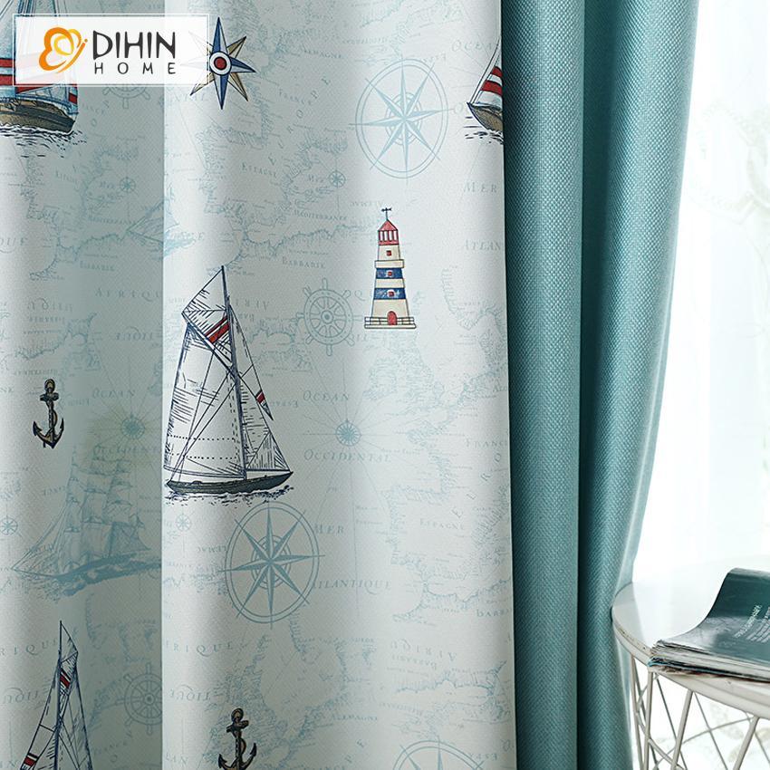 DIHINHOME Home Textile Kid's Curtain DIHIN HOME Cartoon Style Spliced Curtains，Blackout Grommet Window Curtain for Living Room ,52x63-inch,1 Panel