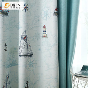 DIHINHOME Home Textile Kid's Curtain DIHIN HOME Cartoon Style Spliced Curtains，Blackout Grommet Window Curtain for Living Room ,52x63-inch,1 Panel