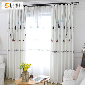 DIHIN HOME Cartoon White Chandelier Printed,Blackout Curtains Grommet Window Curtain for Living Room,52x63-inch,1 Panel