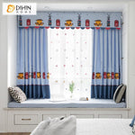 DIHIN HOME Cartoon Windmill Embroidered Curtain With Valance,Blackout Curtains Grommet Window Curtain for Living Room ,52x84-inch,1 Panel