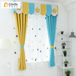 DIHIN HOME Cartoon Yellow and Blue Color Printed Curtain With Valance,Blackout Curtains Grommet Window Curtain for Living Room ,52x84-inch,1 Panel