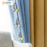 DIHIN HOME Cartoon Yellow and Blue Curtains With Pony Toys,Blackout Grommet Window Curtain for Living Room ,52x63-inch,1 Panel