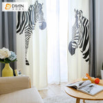 DIHIN HOME Cartoon Zebra Printed ,Blackout Grommet Window Curtain for Living Room ,52x63-inch,1 Panel