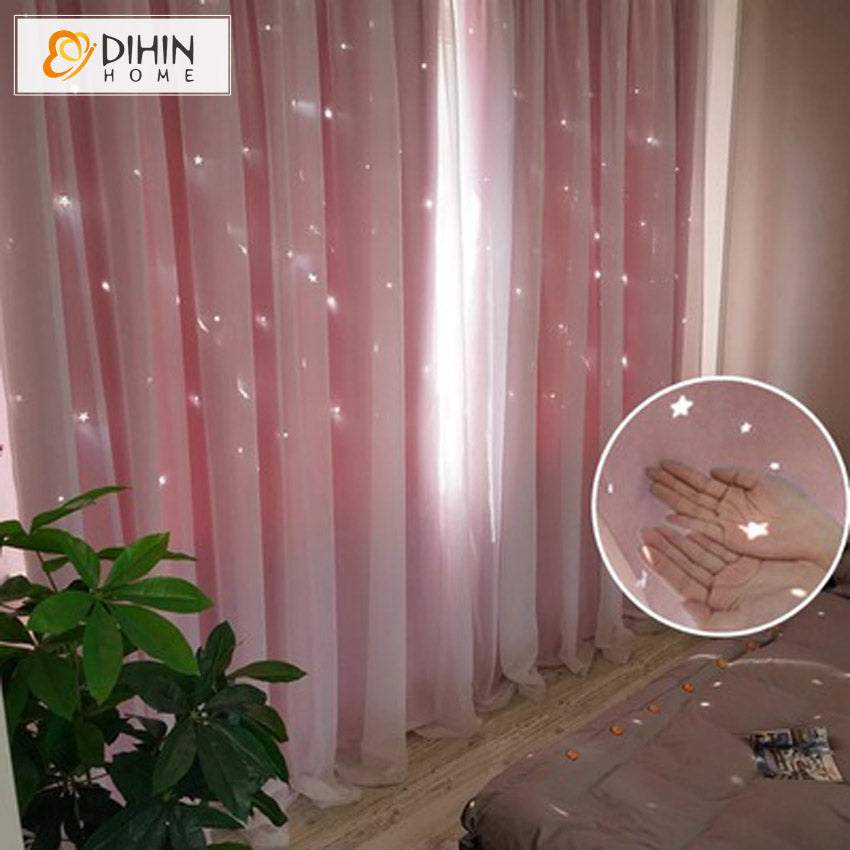 DIHINHOME Home Textile Kid's Curtain DIHIN HOME Children Pink Color,Blackout Curtains Grommet Window Curtain for Living Room,1 Panel