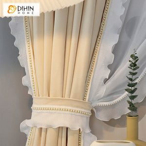 DIHINHOME Home Textile Kid's Curtain DIHIN HOME Children Room Beige Color Curtains,Blackout Grommet Window Curtain for Living Room ,52x63-inch,1 Panel