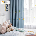 DIHIN HOME Children Room Little Dinosaur Embroidered Curtains,Grommet Window Curtain for Living Room ,52x63-inch,1 Panel