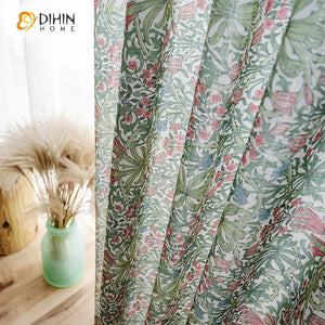 DIHIN HOME Garden Printed Half Blackout Curtains，Blackout Grommet Window Curtain for Living Room ,52x63-inch,1 Panel