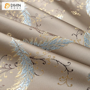 DIHINHOME Home Textile Kid's Curtain DIHIN HOME High-precision Jacquard Feather,Blackout Curtains Grommet Window Curtain for Living Room ,52x84-inch,1 Panel