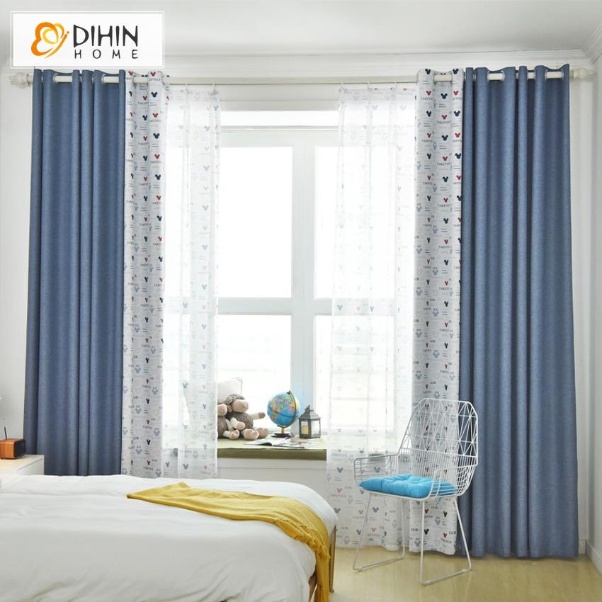 DIHINHOME Home Textile Kid's Curtain DIHIN HOME High Quality Cartoon Mickey Printed,Blackout Grommet Window Curtain for Living Room ,52x63-inch,1 Panel