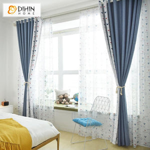 DIHINHOME Home Textile Kid's Curtain DIHIN HOME High Quality Cartoon Mickey Printed,Blackout Grommet Window Curtain for Living Room ,52x63-inch,1 Panel