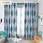 DIHIN HOME Modern Blue Geometry Printed,Blackout Curtains Grommet Window Curtain for Living Room ,52x63-inch,1 Panel