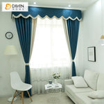 DIHIN HOME Modern Blue Lovely Fashion Curtain With Valance,Blackout Curtains Grommet Window Curtain for Living Room ,52x84-inch,1 Panel