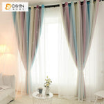 DIHIN HOME Modern Gradient Stripe Double Layer Curtain With White Lace,Blackout Curtains Grommet Window Curtain for Living Room ,52x84-inch,1 Panel