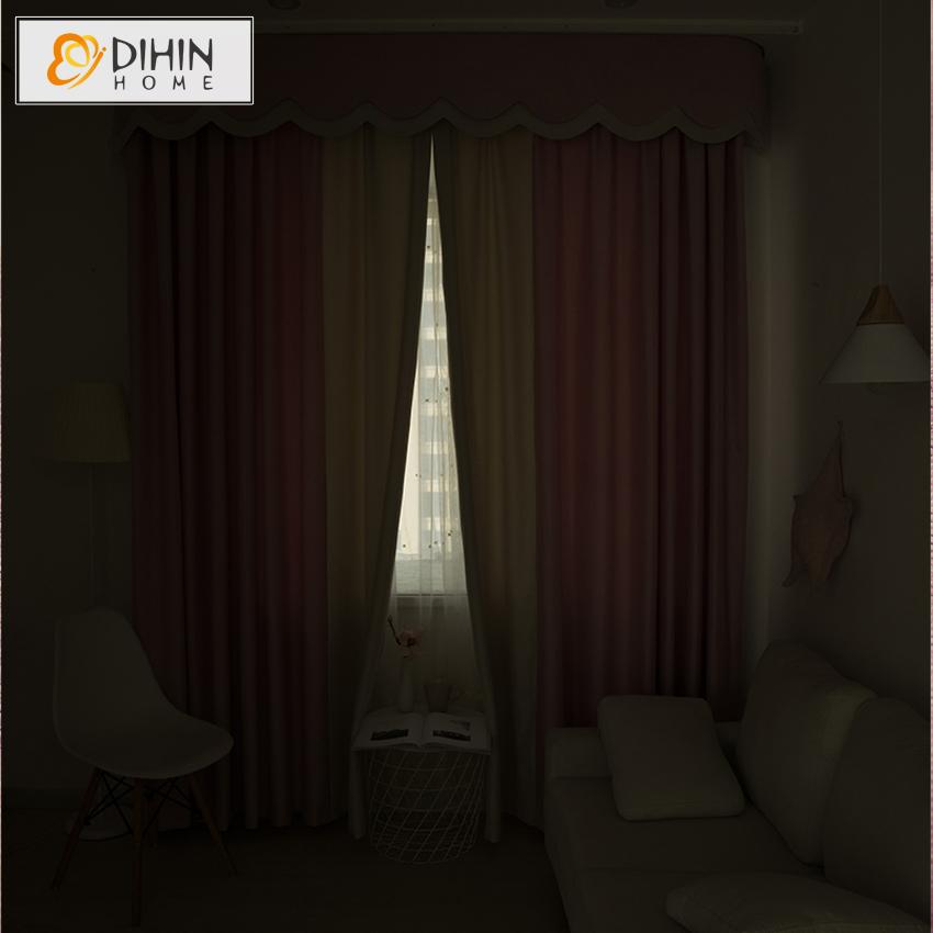 DIHIN HOME Modern Pink Lovely Fashion Curtain With Valance,Blackout Curtains Grommet Window Curtain for Living Room ,52x84-inch,1 Panel