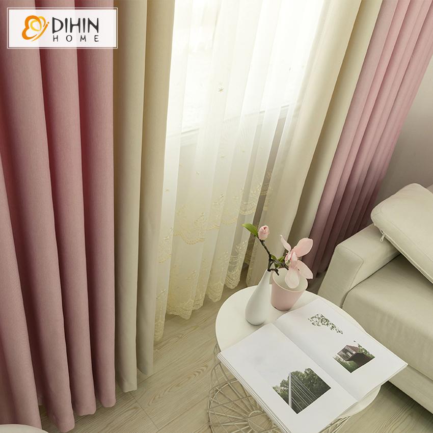 DIHIN HOME Modern Pink Lovely Fashion Curtain With Valance,Blackout Curtains Grommet Window Curtain for Living Room ,52x84-inch,1 Panel