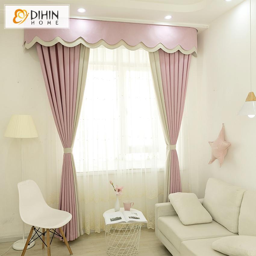 DIHIN HOME Modern Pink Lovely Fashion Curtain With Valance,Blackout Curtains Grommet Window Curtain for Living Room ,52x84-inch,1 Panel