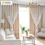 DIHIN HOME Modern White Bow Tie High Quality Beige Curtain With White Lace,Blackout Curtains Grommet Window Curtain for Living Room ,52x84-inch,1 Panel