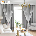 DIHIN HOME Modern White Bow Tie High Quality Grey Curtain With White Lace,Blackout Curtains Grommet Window Curtain for Living Room ,52x84-inch,1 Panel