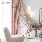 DIHINHOME Home Textile Kid's Curtain DIHIN HOME Pastoral Pink Flowers Printed,Blackout Grommet Window Curtain for Living Room,1 Panel