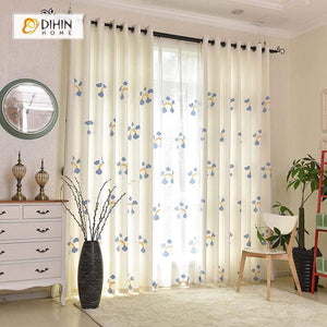 DIHINHOME Home Textile Kid's Curtain DIHIN HOME Rainbow and Cloud Embroidered，Blackout Grommet Window Curtain for Living Room ,52x63-inch,1 Panel