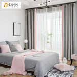 DIHIN HOME Simple Neat Grey and Pink Color Printed,Blackout Grommet Window Curtain for Living Room ,52x63-inch,1 Panel