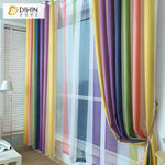 DIHINHOME Home Textile Kid's Curtain DIHIN HOME Striped Rainbow Printed Curtains,Blackout Grommet Window Curtain for Living Room ,52x63-inch,1 Panel