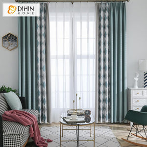 DIHINHOME Home Textile Modern Curtain Copy of Copy of DIHIN HOME Modern Luxury Blue and Yellow Velvet Fabric,Blackout Grommet Window Curtain for Living Room ,52x63-inch,1 Panel