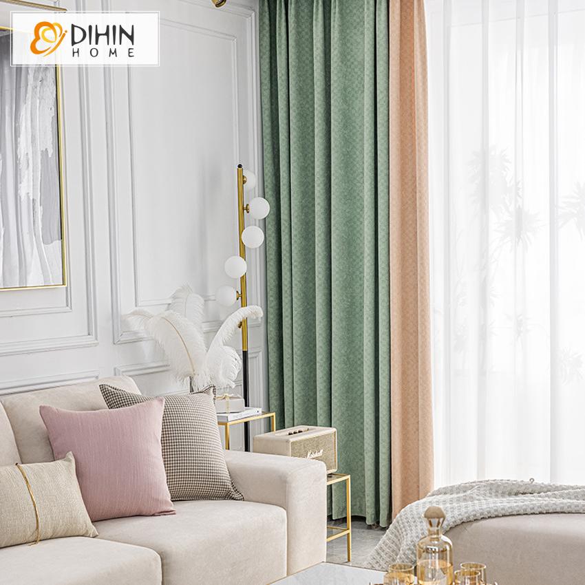 DIHINHOME Home Textile Modern Curtain Copy of DIHIN HOME Modern High Quality Green and Grey Jacquard,Blackout Grommet Window Curtain for Living Room ,52x63-inch,1 Panel