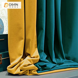DIHINHOME Home Textile Modern Curtain Copy of DIHIN HOME Modern Luxury Grey and Yellow Color Printed,Blackout Grommet Window Curtain for Living Room ,52x63-inch,1 Panel