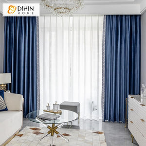 DIHINHOME Home Textile Modern Curtain Copy of DIHIN HOME Modern Yellow Fabric Geometriy Printed,Blackout Grommet Window Curtain for Living Room ,52x63-inch,1 Panel