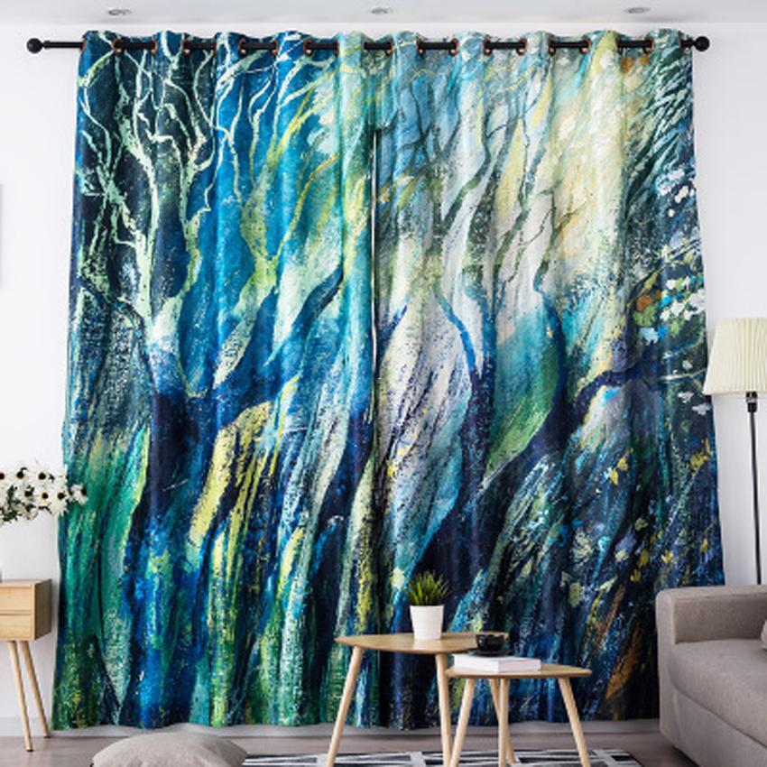 DIHINHOME Home Textile Modern Curtain DIHIN HOME 3D Printed Abstract Trees Blackout Curtains,Window Curtains Grommet Curtain For Living Room ,39x102-inch,2 Panels Include