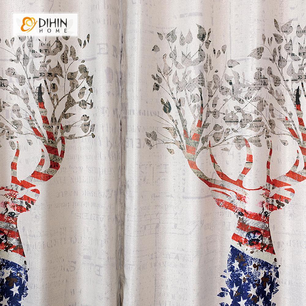 DIHINHOME Home Textile Modern Curtain DIHIN HOME 3D Printed American Elk Blackout Curtains ,Window Curtains Grommet Curtain For Living Room ,39x102-inch,2 Panels Included