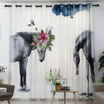 DIHINHOME Home Textile Modern Curtain DIHIN HOME 3D Printed Animals and Flowers Blackout Curtains,Window Curtains Grommet Curtain For Living Room ,39x102-inch,2 Panels Included