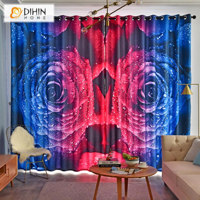 DIHINHOME Home Textile Modern Curtain DIHIN HOME 3D Printed Art Blackout Curtains,Window Curtains Grommet Curtain For Living Room ,39x102-inch,2 Panels Include