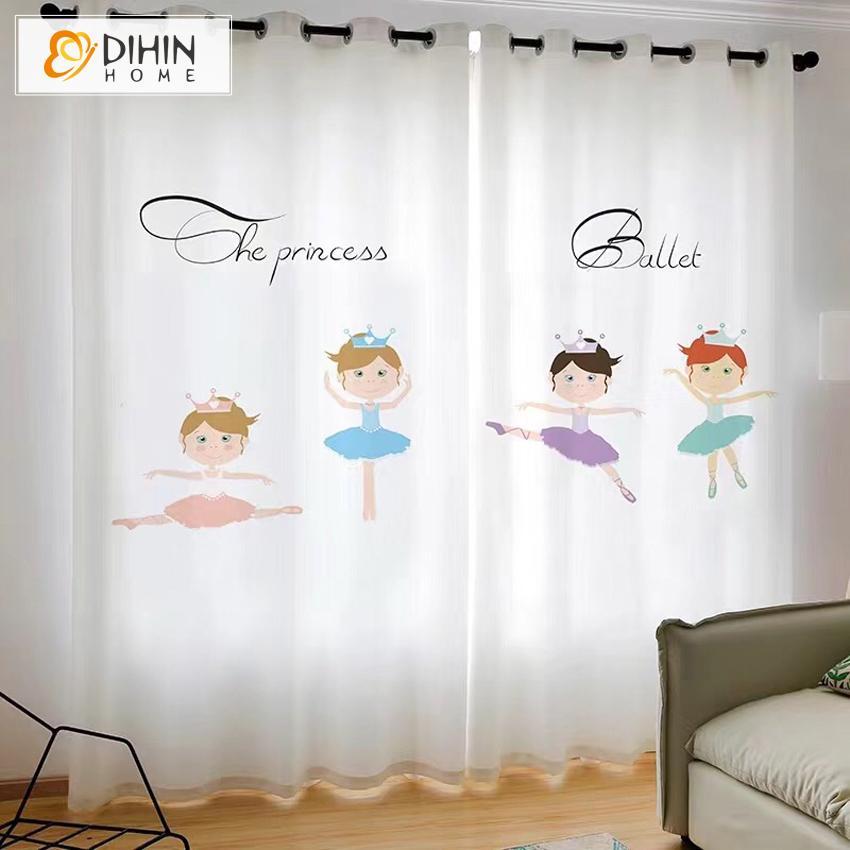 DIHINHOME Home Textile Modern Curtain DIHIN HOME 3D Printed Ballet Girls Blackout Curtains,Window Curtains Grommet Curtain For Living Room ,39x102-inch,2 Panels Included