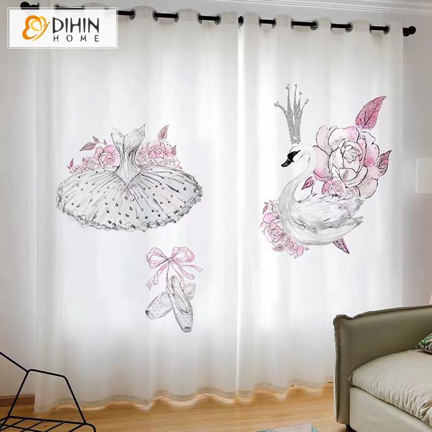 DIHINHOME Home Textile Modern Curtain DIHIN HOME 3D Printed Ballet Girls Blackout Curtains,Window Curtains Grommet Curtain For Living Room ,39x102-inch,2 Panels Included