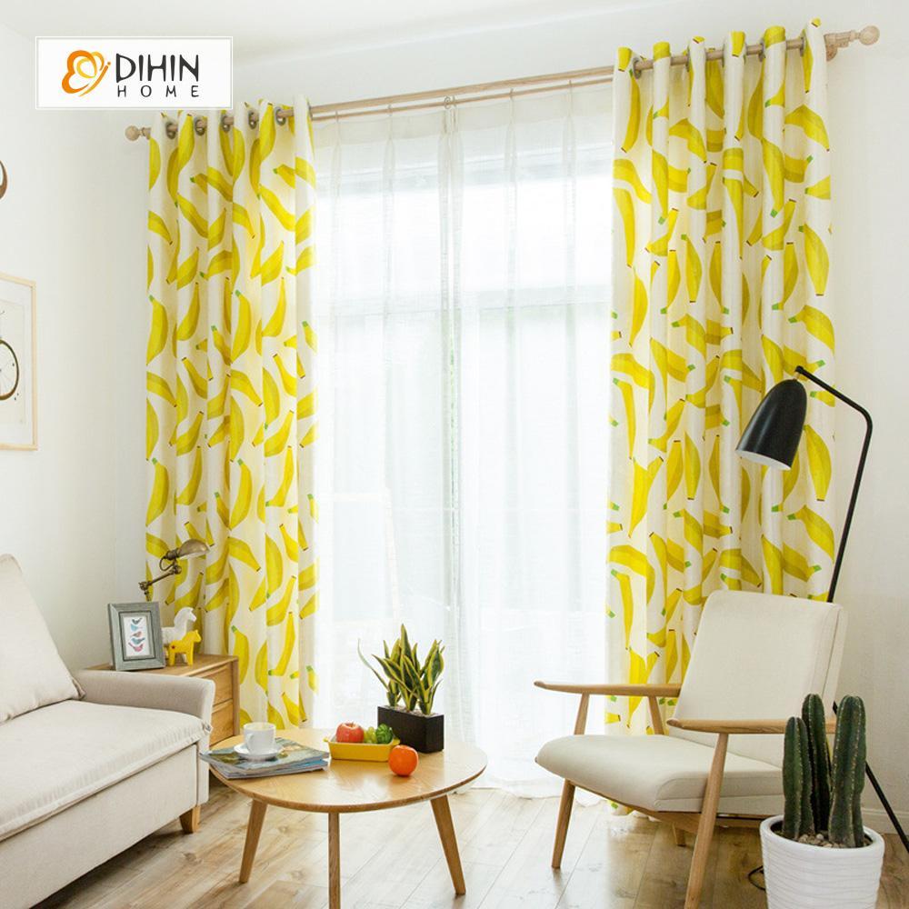 DIHINHOME Home Textile Modern Curtain DIHIN HOME 3D Printed Banana Blackout Curtains ,Window Curtains Grommet Curtain For Living Room ,39x102-inch,2 Panels Included
