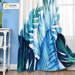 DIHINHOME Home Textile Modern Curtain DIHIN HOME 3D Printed Big Blue Leaves Blackout Curtains ,Window Curtains Grommet Curtain For Living Room ,39x102-inch,2 Panels Included