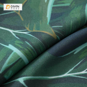 DIHINHOME Home Textile Modern Curtain DIHIN HOME 3D Printed Big Green Leaves Blackout Curtains ,Window Curtains Grommet Curtain For Living Room ,39x102-inch,2 Panels Included