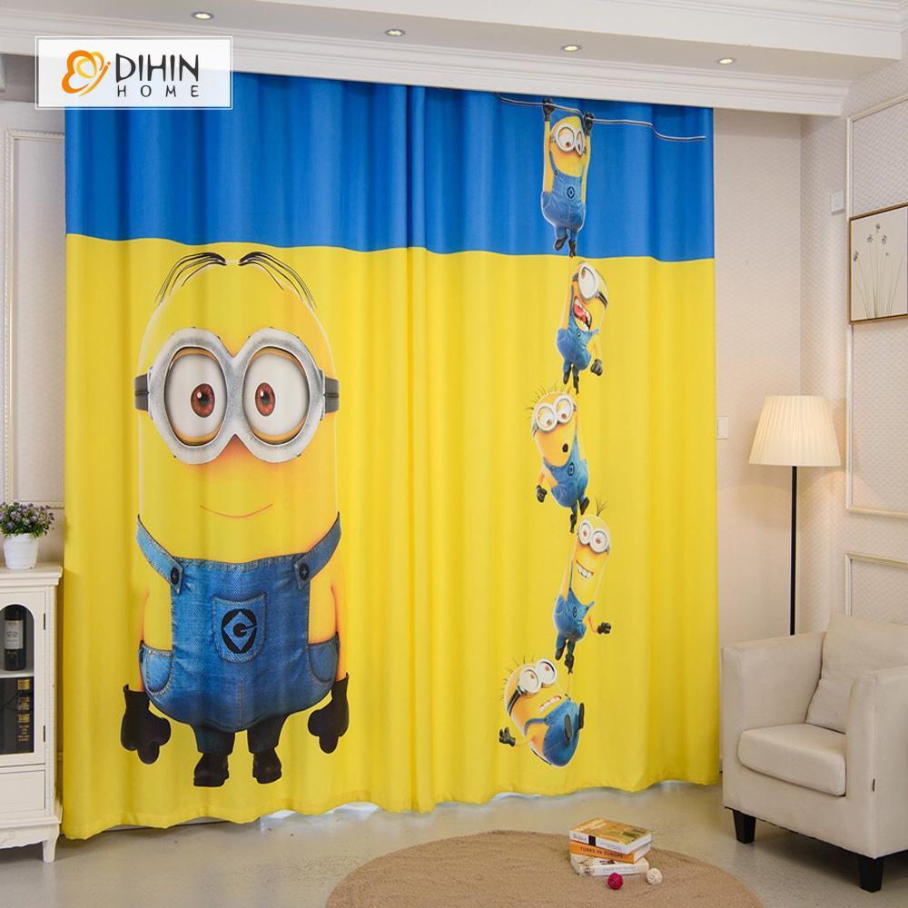 DIHINHOME Home Textile Modern Curtain DIHIN HOME 3D Printed Big Minions Blackout Curtains ,Window Curtains Grommet Curtain For Living Room ,39x102-inch,2 Panels Included