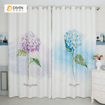 DIHINHOME Home Textile Modern Curtain DIHIN HOME 3D Printed Blue and Purple Flowers Blackout Curtains ,Window Curtains Grommet Curtain For Living Room ,39x102-inch,2 Panels Included