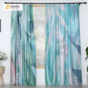 DIHINHOME Home Textile Modern Curtain DIHIN HOME 3D Printed Blue Blackout Curtains ,Window Curtains Grommet Curtain For Living Room ,39x102-inch,2 Panels Included