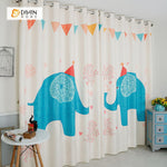 DIHINHOME Home Textile Modern Curtain DIHIN HOME 3D Printed Blue Elephant Blackout Curtains ,Window Curtains Grommet Curtain For Living Room ,39x102-inch,2 Panels Included